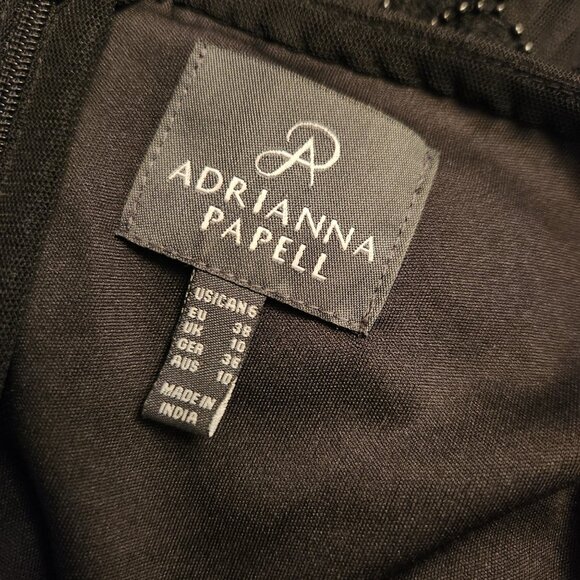 Adrianna Papell Black Off The Shoulder Beaded Floral Evening Dress Size 6 - Picture 9 of 10